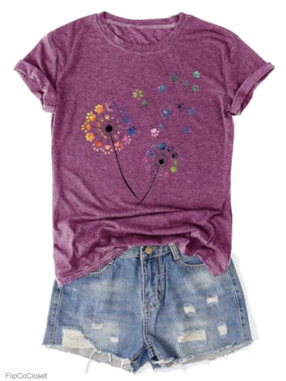Womens Floral Graphic T-Shirt Cottagecore Wildflowers Short Sleeve Tee